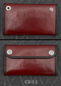 Large 3-Fold  Red Cow Hide Wallet 4W03