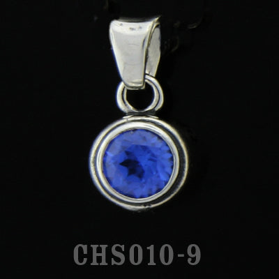 Teardrop Charm with Stone- Synthetic Blue Sapphire