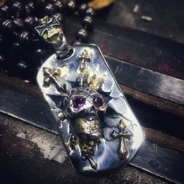 Large Breakout Dog Tag with Skull – Double Cross Jewelry