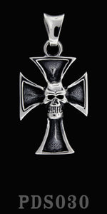 Skull on Crusader Cross Pendant