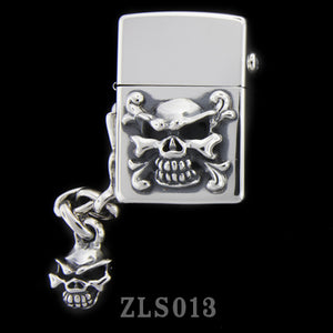 Silver Zippo Lighter with Poison and Speed Skull Handle