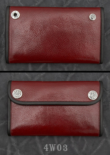 Large 3-Fold  Red Cow Hide Wallet 4W03