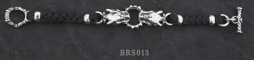 Braided Leather Gargoyle Bracelet