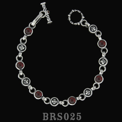 Mini Malibu Cross Bracelet with Garnets