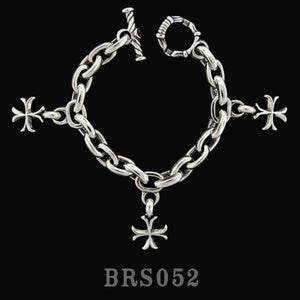 Smooth Link Bracelet with 3 Rebel Crosses
