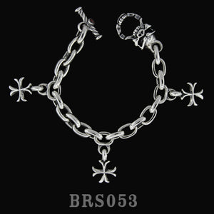 Smooth Link Bracelet with 3 Rebel Crosses and Speed Toggle
