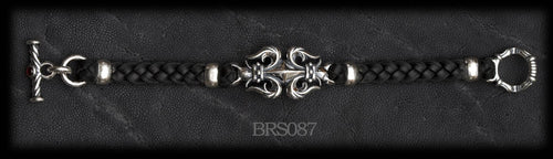 Fleur-de-lis Braided Leather Bracelet