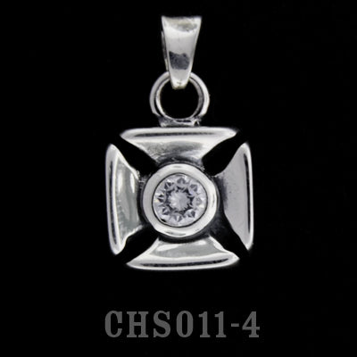 Double Cross Charm with Stone-Cubic Zirconium