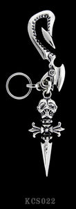 Hook with Double Skull Cross Dagger Key Chain