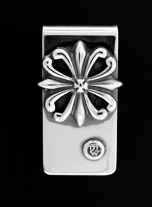 Sterling Silver Money Clip with Regal Cross