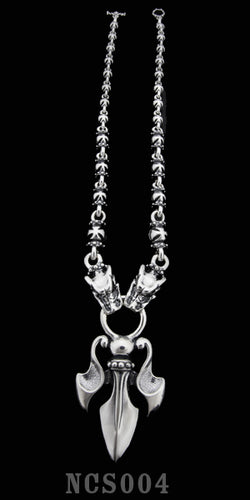 The Trident with 2 Gargoyles with Integrated Royal Cross Links Necklace