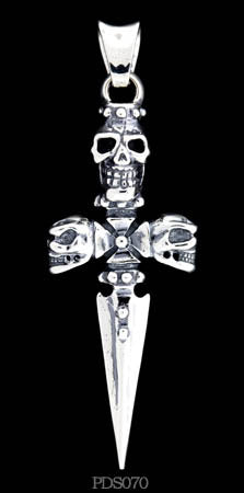 Triple Skull Dagger Pendant