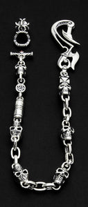 Thunder Hook - Cross Skull Link with Smooth Links and Skull Links Wallet Chain