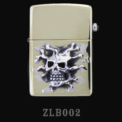 Brass Zippo Lighter with Melting Skull