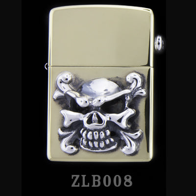 Brass Zippo Lighter with Poison Skull